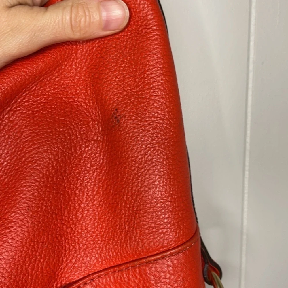 Michael Kors Fulton Orange Red Pebbled Leather Handbag Shoulder Bag